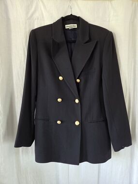 Boston Proper | Black Double-Breasted Blazer with Gold Buttons